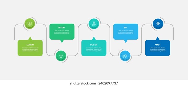 Infographic template vector element with 5 step line process suitable for presentation and business information 
