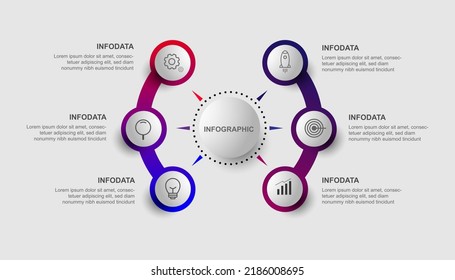 Infographic template vector element with 6 step or option.
