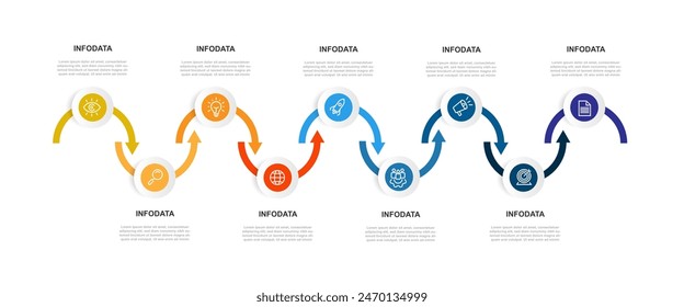 Infographic template vector element with 9 step or process 