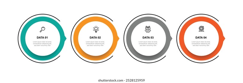 Elemento de Vector de Plantilla de infografía con íconos y proceso u opción de 4 pasos 