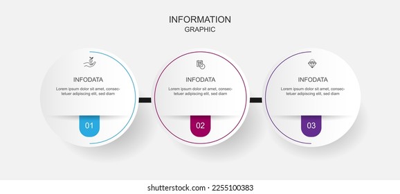Infographic template vector element with three step