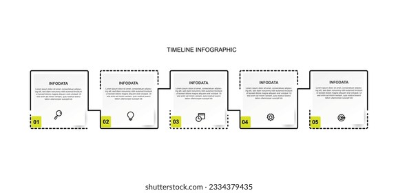 Infographic template vector element. Timeline process information with five step concept.
