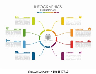 Plantilla de infografía. Ilustración vectorial. Se puede utilizar para diseño de flujo de trabajo, diagrama, opciones de paso empresarial, banner, diseño web.