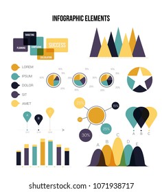 Infographic Template Vector Set, Clean Business Strategy Presentation. Circular Bar, Pie Chart, Diagram Business World, Social Percent Report. Annual Report, Marketing Idea, Plan Targeting Inforgaphic