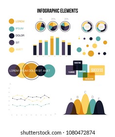 Infographic Template Vector Set, Clean Business Strategy Presentation. Circular Bar, Pie Chart, Diagram Business Template, Education, Label. Circle Graphic, Info Visualization, Infographic Elements