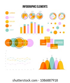 Infographic Template Vector Set, Simple Business Presentation Design. Pie Chart, Circular Bar, Linear Diargam Education, Ads Report Layout. Circle Graphic, Info Visualization, Infographic Elements