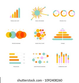 Infographic Template Vector Set Simple Business Strategy Presentation. Pie Chart, Circular Bar, Linear Diargam Technology Data Report Layout. Chart Graphic, Business Marketing Infographic Template.