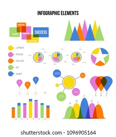 Infographic Template Vector Set, Simple Business Presentation Design. Pie Chart Circular Bar, Linear Diargamm Modern Statistic Clean Layout. Chart Graphic, Web Marketing Infographic Template.
