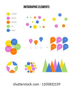 Infographic Template Vector Set Simple Business Strategy Presentation. Pie Chart, Circular Bar, Linear Diargam Modern Statistic Clean Layout. Chart Graphic, Marketing Data Infographic Template.