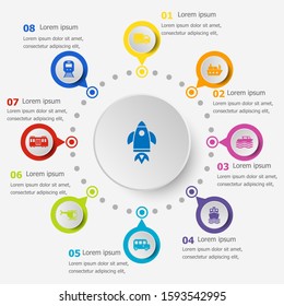 Infographic template with vehicle icons, stock vector