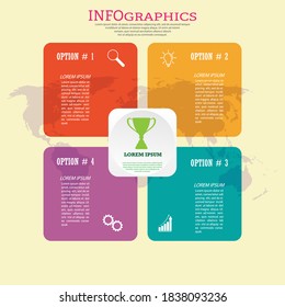 Infographic template with visual icons. 3 stages of business, training, marketing or financial success. Vector illustration
