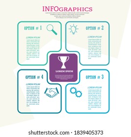Infographic template with visual icons. 4 stages of business, training, marketing or financial success. Vector illustration