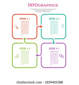 Infographic template with visual icons. 4 stages of business, training, marketing or financial success. Vector illustration