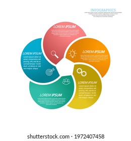 Infographic template with visual icons. 5 stages of business, training, marketing or financial success. Vector illustration