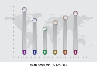 Infographic template of volume column graph, presentation infographic vector
