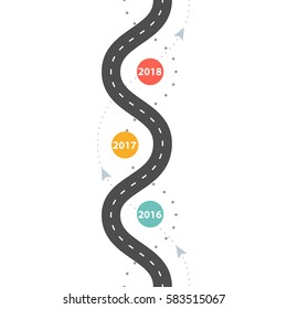 Infographic Template. Winding Asphalt Road Diagram. Years Concept Timeline. Vector EPS 10