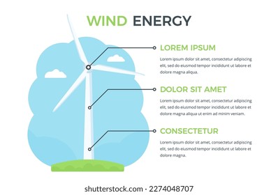 Infographic template with windmill with three elements for your text, vector eps10 illustration