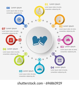 Infographic template with winter icons, stock vector
