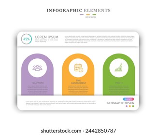 Infographic template. Work schedule, flat business icon design, with words like teamwork, time management and profit.