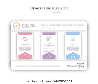 Infographic template. Work schedule, flat business icon design, with words like teamwork, time management and profit.