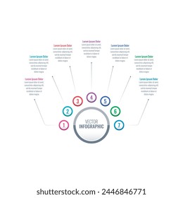 Infographic template for world of technology, business, IT, food, industry. semicircle infographic template. seven options information template
