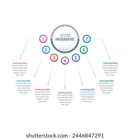 Infografik Vorlage für die Welt der Technologie, Wirtschaft, IT, Lebensmittel, Umwelt, Industrie. halbkreisförmige Infografik Vorlage. siebenstufige Information Vorlage