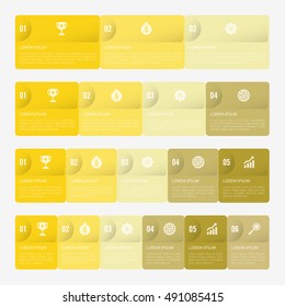 infographic template yellow with 3, 4, 5, 6 steps