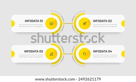 Infographic Template with Yellow Color Circle Label 4 Option and Icon