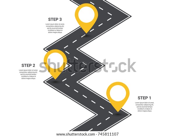 Infographic Template Zigzag Asphalt Road 3 Stock Vector (Royalty Free) 745811107
