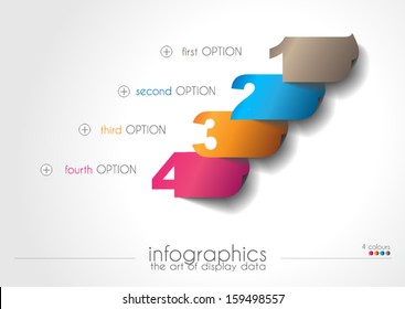 Infographic templated with paper number shapes for classifications and product rankings.