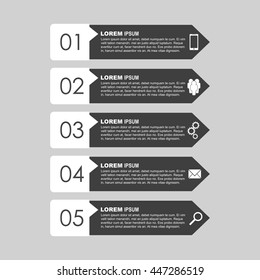 Infographic templates for business. Black and white flat vector illustration