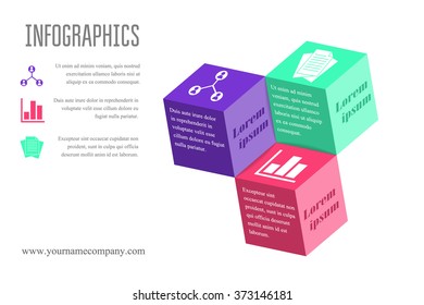 Infographic Templates for Business. Modern infographics options banner. Vector illustration. Can be used for workflow layout, diagram, number options, web design.Business concept with 3 parts, cubes.