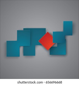 Infographic Templates for Business Vector Illustration. EPS10. Polygons cut from color paper. Red square, as an individuality among other figures.
