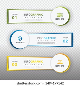 Infographic templates collection with 3 different color, green, yellow, blue. Elements infograph banner for diagram, graph, presentation and chart. Business concept with 3 options, steps, processes