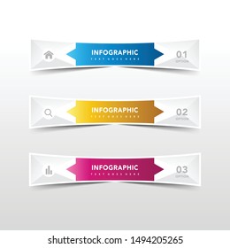 Infographic templates collection with 3 different color, pink, yellow, blue.  Infograph banners set for diagram, graph, presentation and chart. Business concept with 3 options, steps, processes