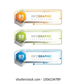 Infographic templates collection with 3 different color, green, orange, blue.  Infograph banners set for diagram, graph, presentation and chart. Business concept with 3 options, steps, processes