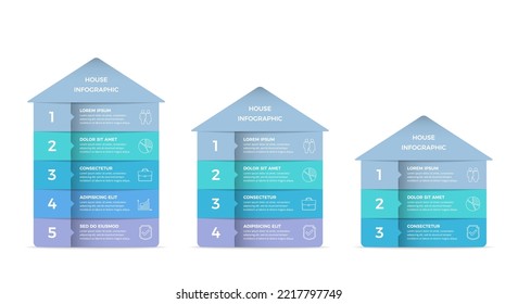 Infographic templates with house divided on segments with place for text and icons, vector eps10 illustration