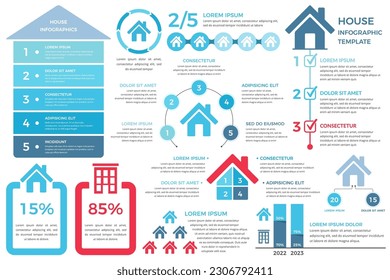 Infographic templates with houses, real estate infographics, vector eps10 illustration