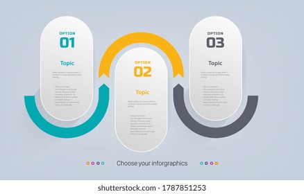 
Infographic Templates Layout with three Options design, works steps, workflows, Options, used for flow charts, web sites, presentations, banners, poster, sticker, materials. Vector illustration.