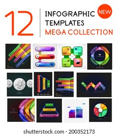 Infographic templates mega collection - 12 business backgrounds