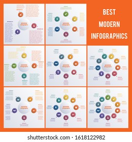 Infographic templates. Options 3 4 5 6 7 8 9 10 circles.  Banner what can be used as business presentation,chart, diagram, table, workflow layout