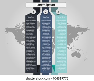 Infographic text box on world map background for multiple purpose of use.