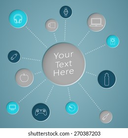 Infographic Text Circle With Links To Object Icons
