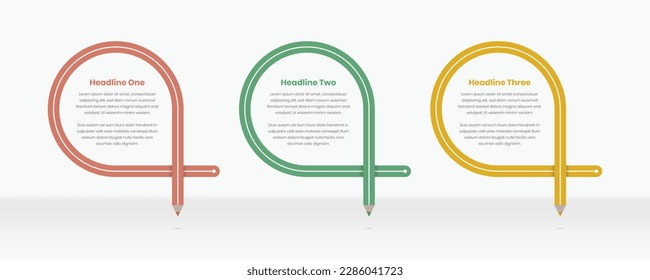 Infographic text presentation on curved colored pencil shape
