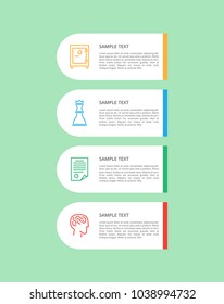 Infographic and text sample, poster with infographic and icons of chess figure, documents and human brain, headlines isolated on vector illustration