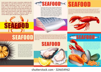 Infographic with text and seafood illustration