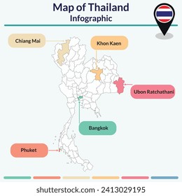Infographic of Thailand map. Infographic map
