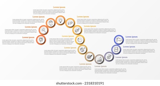 Infographic that provides a detailed report of the business, divided into 13 topics.