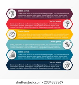 Infographic that provides a detailed report of the business, divided into 6 topics.