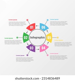 Infographic that reports about the workflow in each step with a total of 6 topics.
